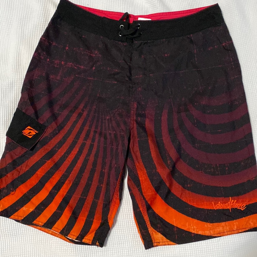 Island Haze Black and Orange Swim Shorts